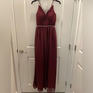 Christina Wu Celebration Formal Dress with Rhinestone Detail, Maroon/Mahogany, 0
